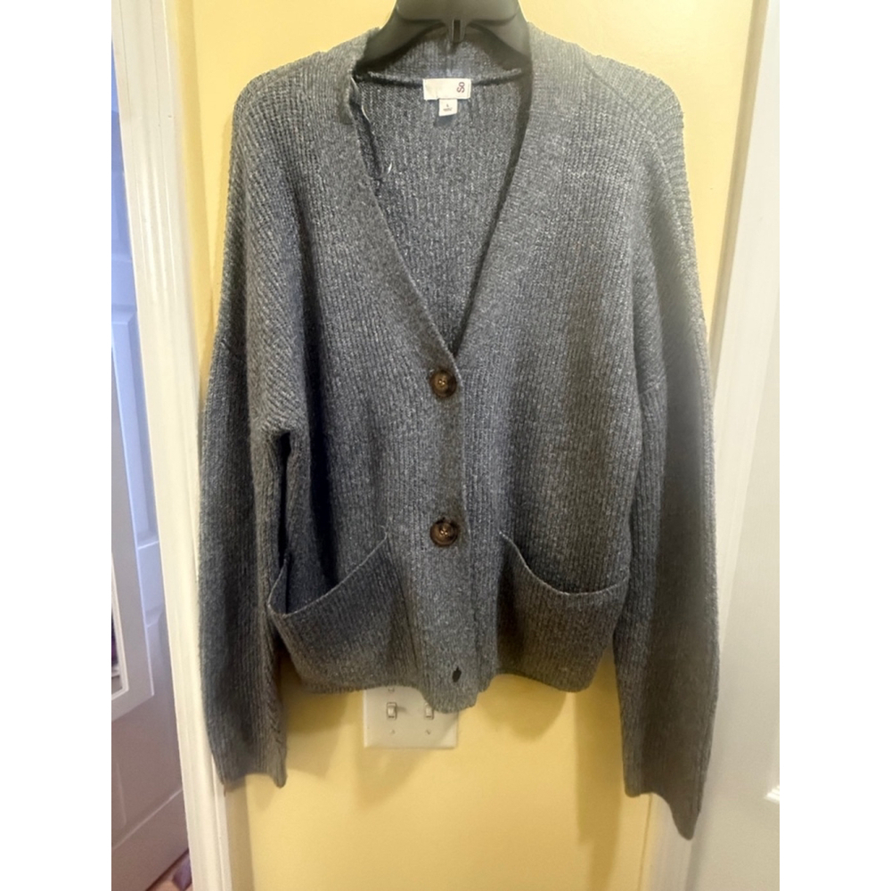 Women's SO Gray Knit Cardigan Sweater Size L